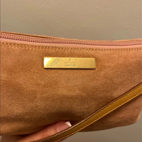 Gucci Suede pink/tan baguette - Picture 2 of 9